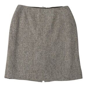 ANN TAYLOR LOFT Wool Silk Brown Cream Herringbone Mini Skirt Preppy Size 12 Fall